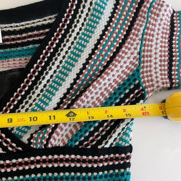 Missoni Striped Wool Blend Sz 8 Knit Metallic V-Neck Babydoll Y2K Dress - Picture 8 of 13